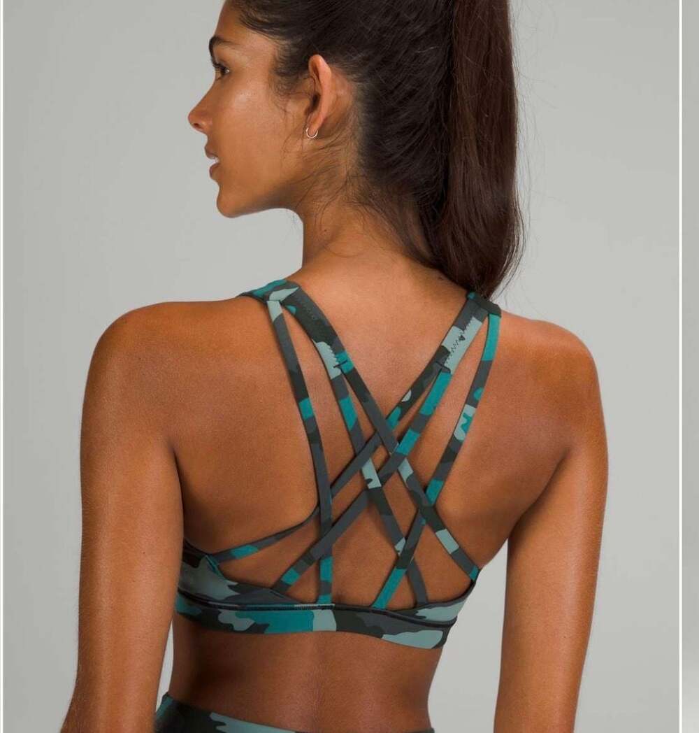 Lululemon Free to Be Serene Bra Heritage 365 Camo Tidewater Teal Multi Size 8